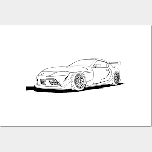 Supra JDM Wireframe Front Drawing Posters and Art